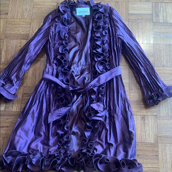 Vintage Serafina premium apparel see measurements marked 14 trench coat ruffle - Picture 1 of 8